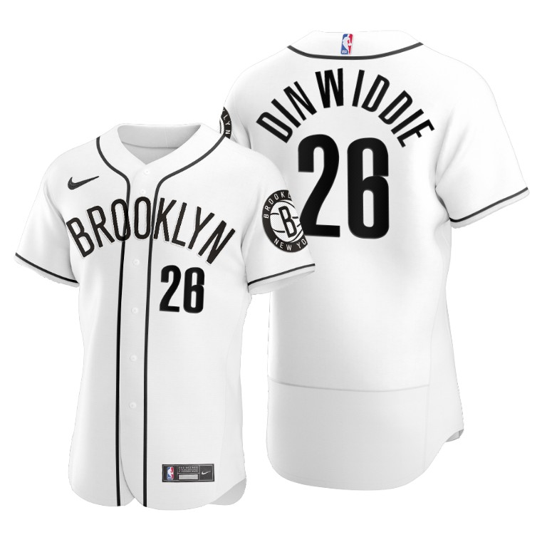 Men's Brooklyn Nets #26 Spencer Dinwiddie 2020 White NBA X MLB Crossover Edition Stitched Jersey